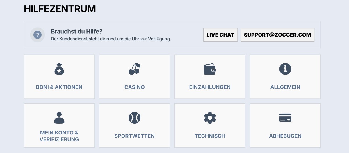 Zoccer Casino Kundensupport